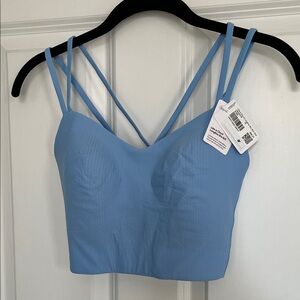 NWT Lululemon Like a Cloud Longline Bra B/C cup, size 10 Sinatra Blue dot
